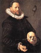 HALS, Frans Portrait of a Man Holding a Skull s oil painting